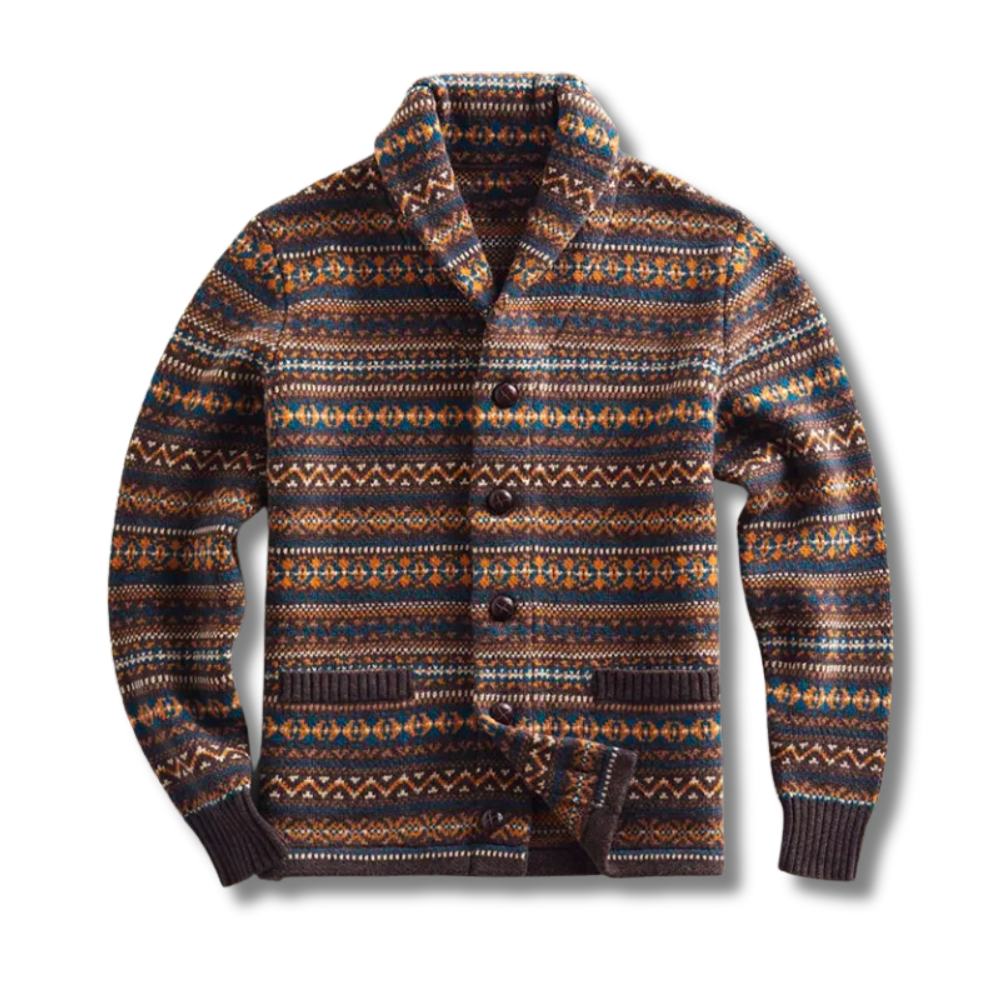 HENDRIX CLASSIC JACQUARD WOOL CARDIGAN