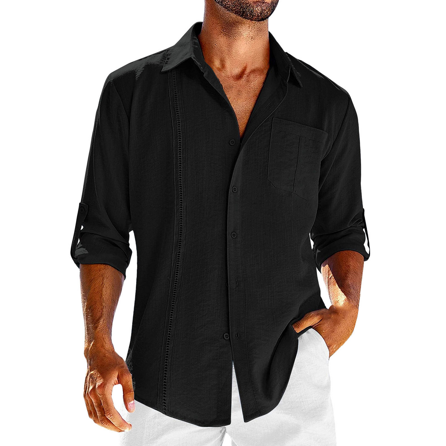 CALUM CASUAL-FIT LINEN CUBAN SHIRT