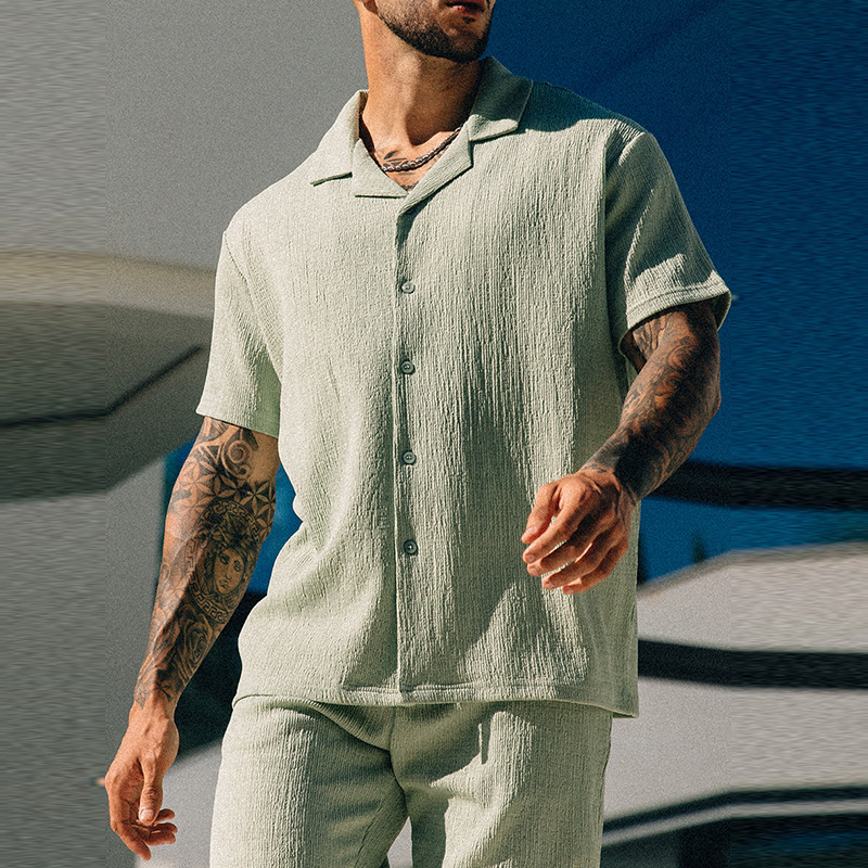 SARTORIAL BREEZE PLISSE LEISURE SET