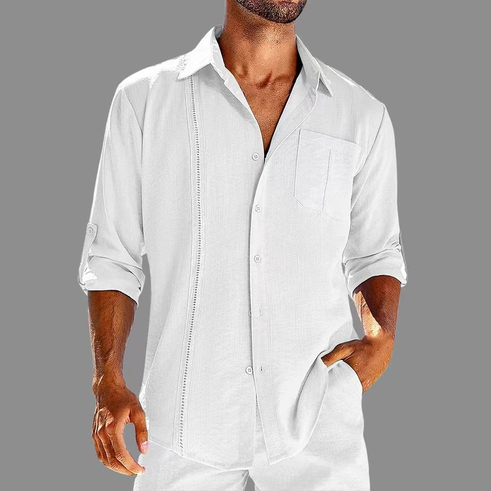 DAMIAN CASUAL-FIT LINEN CUBAN SHIRT