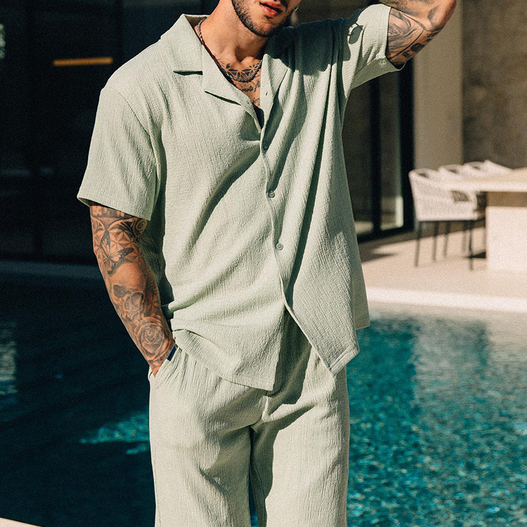 SARTORIAL BREEZE PLISSE LEISURE SET