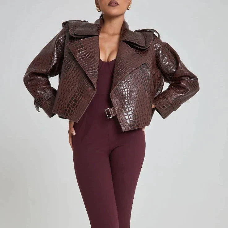 MAEVE COUTURE LEATHER JACKET BY VIVIELLE VELOURA™