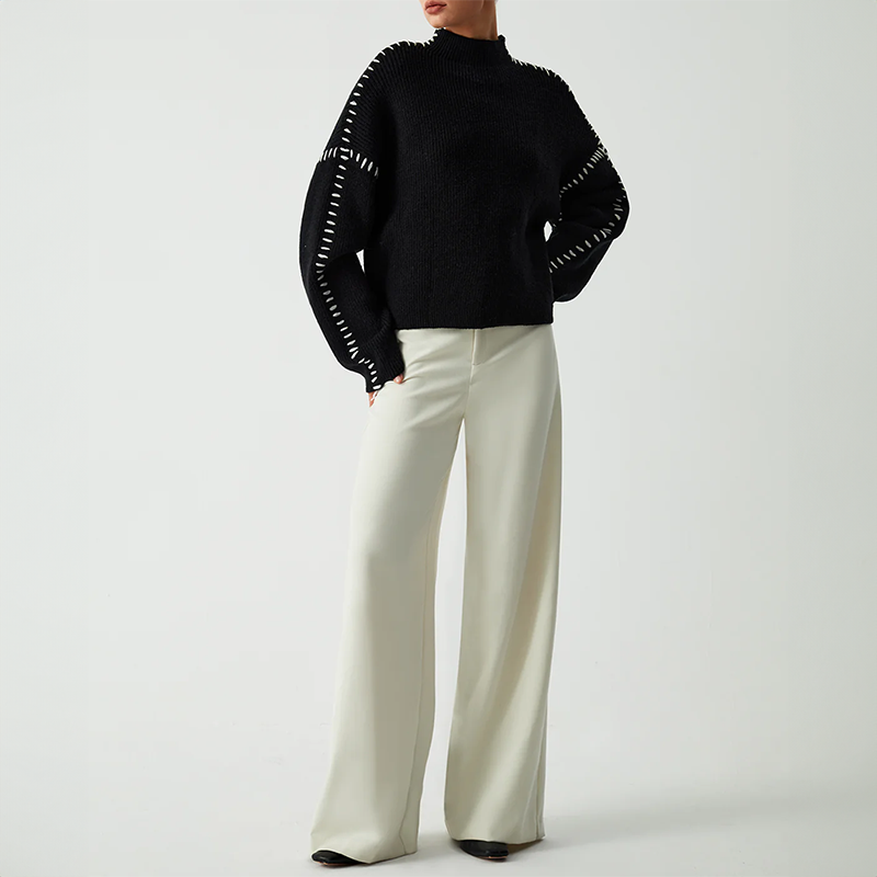 CHÉRIE PATCHWORK KNIT TURTLENECK