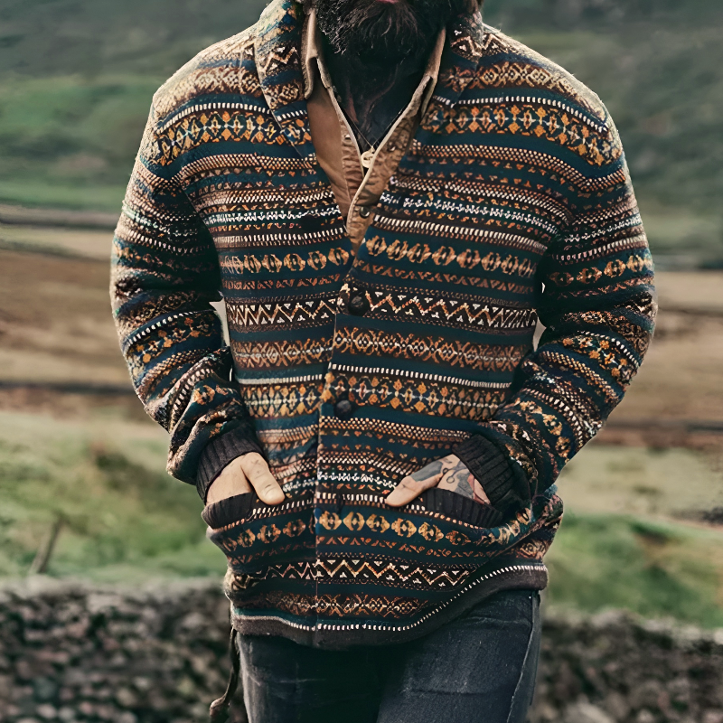 HENDRIX CLASSIC JACQUARD WOOL CARDIGAN