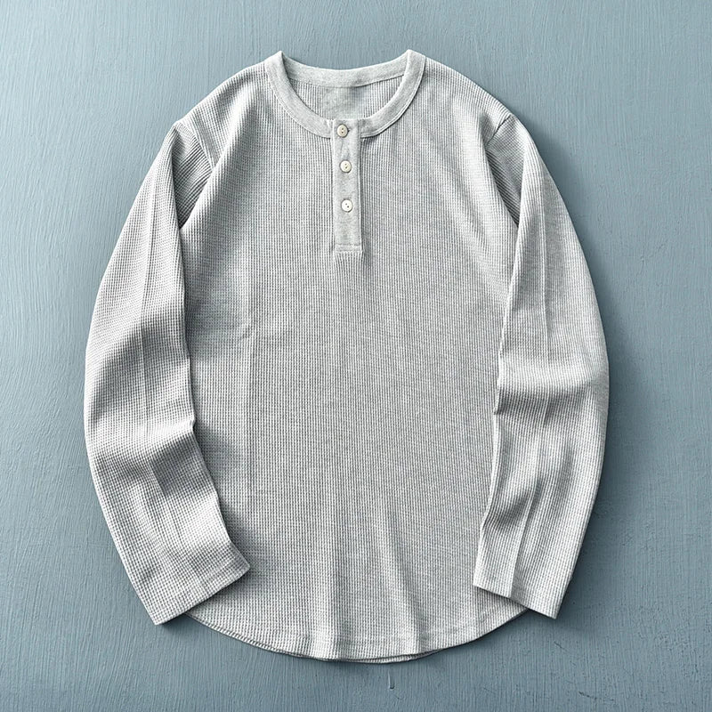 ETHAN PERUVIAN WAFFLE KNIT HENLEY (280G)