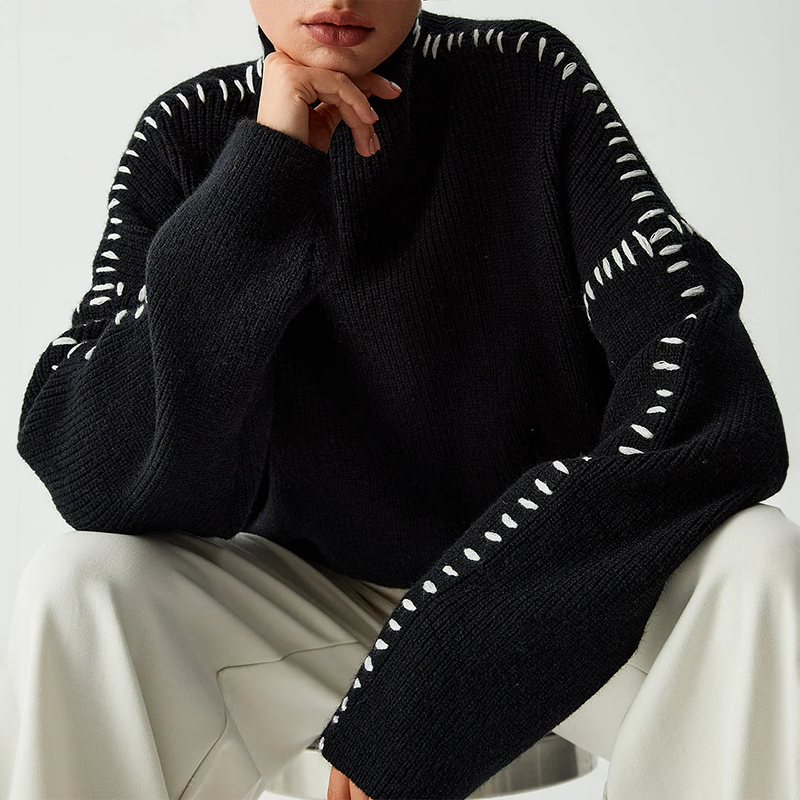 CHÉRIE PATCHWORK KNIT TURTLENECK