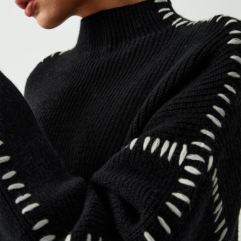 CHÉRIE PATCHWORK KNIT TURTLENECK