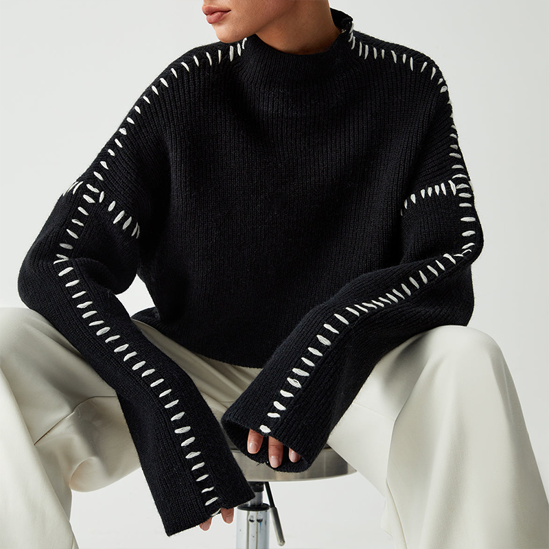CHÉRIE PATCHWORK KNIT TURTLENECK