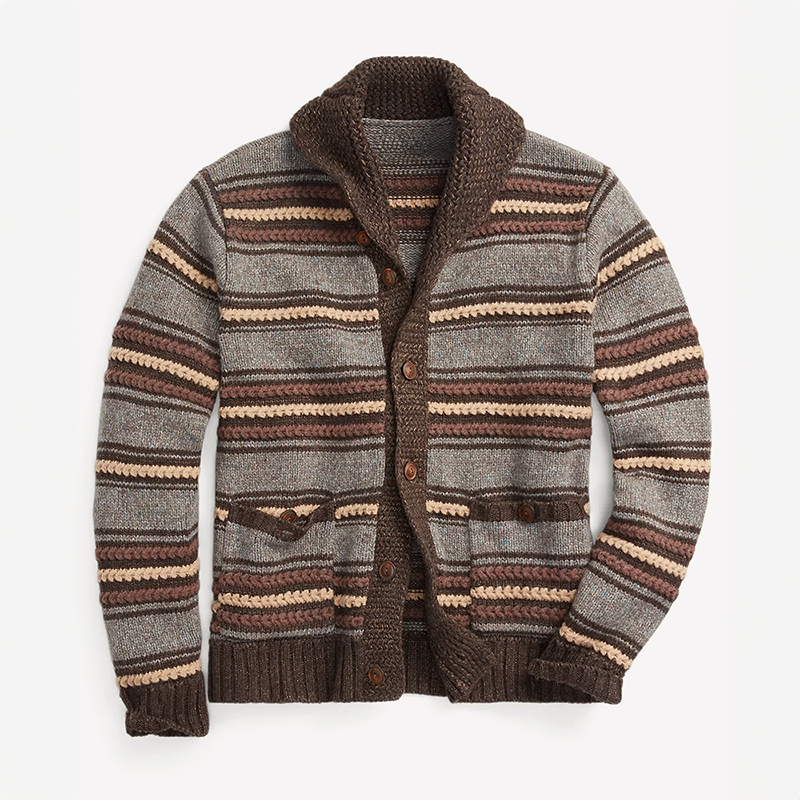 LÉO-DEVOÎR JACQUARD KNITTED CARDIGAN