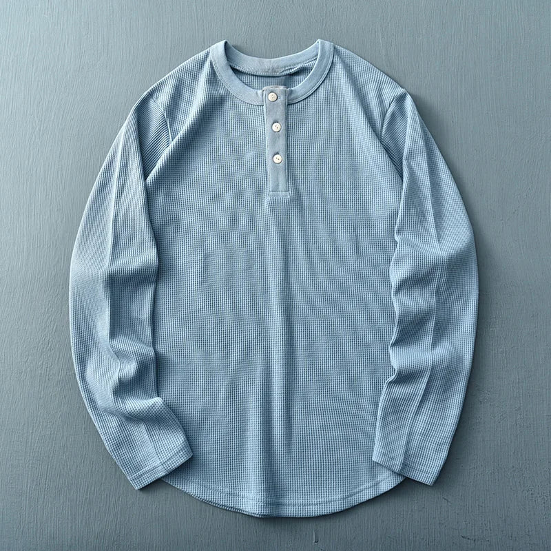 ETHAN PERUVIAN WAFFLE KNIT HENLEY (280G)