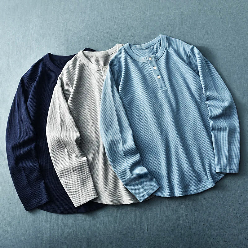 ETHAN PERUVIAN WAFFLE KNIT HENLEY (280G)