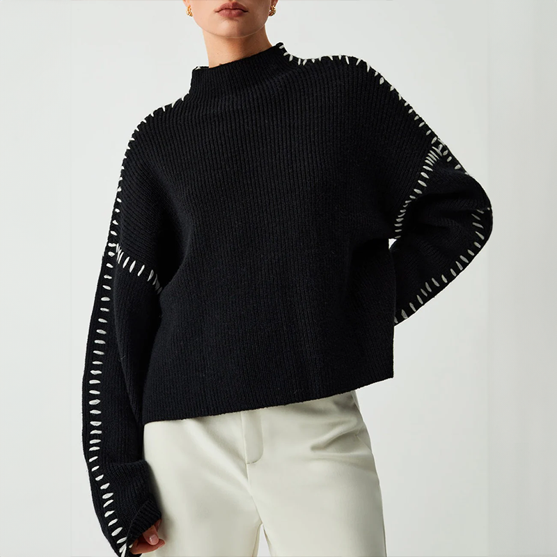 CHÉRIE PATCHWORK KNIT TURTLENECK
