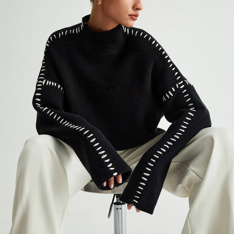 CHÉRIE PATCHWORK KNIT TURTLENECK