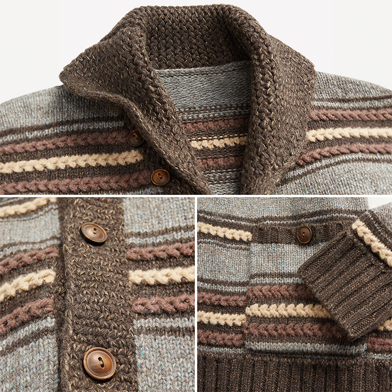 LÉO-DEVOÎR JACQUARD KNITTED CARDIGAN
