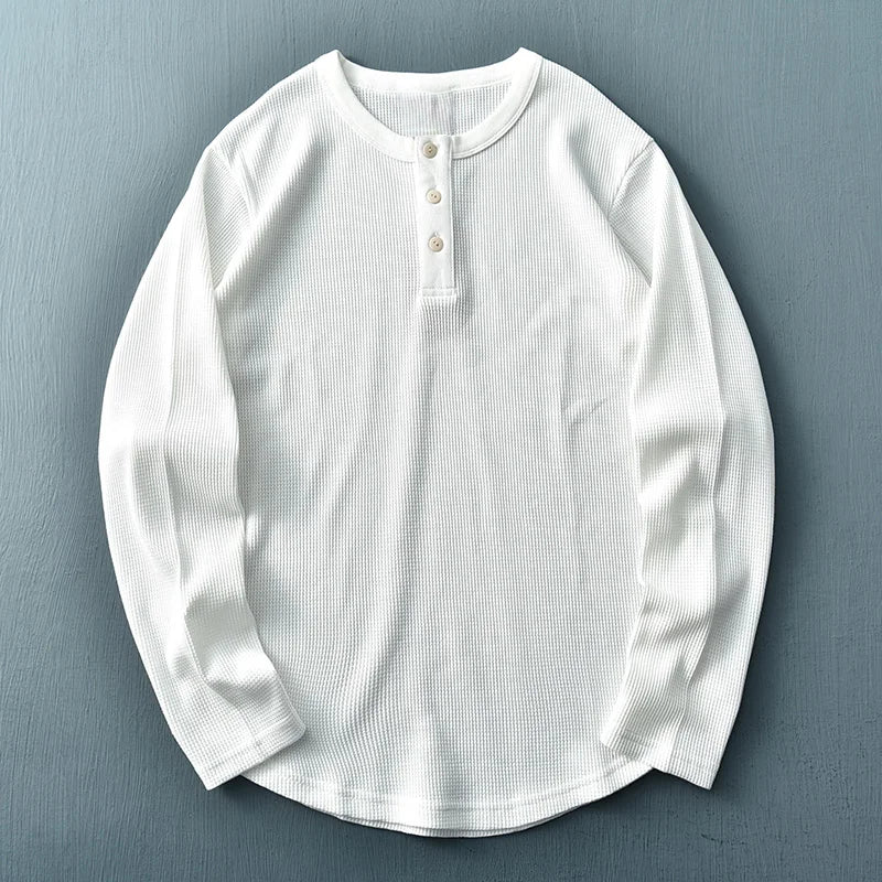 ETHAN PERUVIAN WAFFLE KNIT HENLEY (280G)