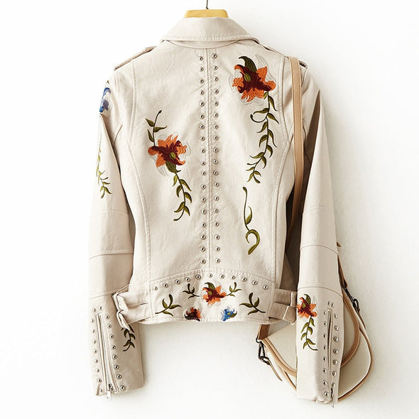 L'ATERIBÉLLE EDGY FLORAL LEATHER JACKET