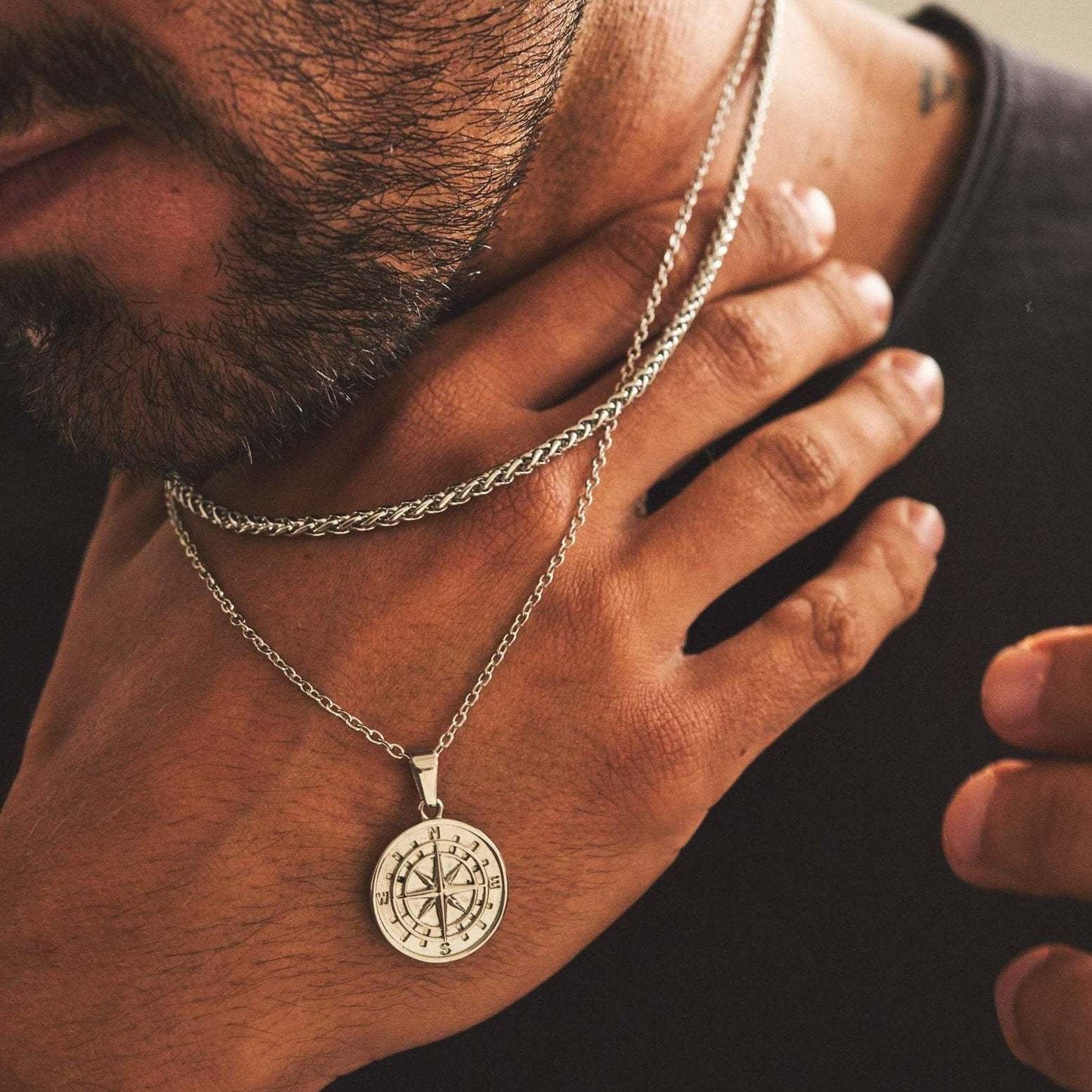 Onyx Sense of Freedom Compass Necklace