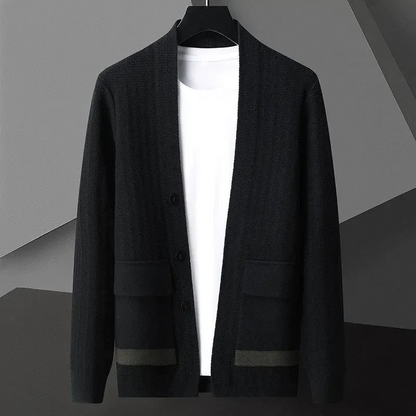 PIERRE-CÔTE JACQUARD KNITTED CARDIGAN
