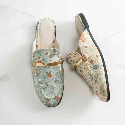 Okinawa Embroidered Mules