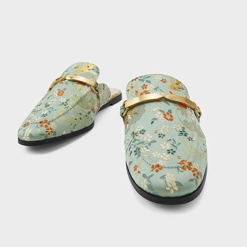 Okinawa Embroidered Mules