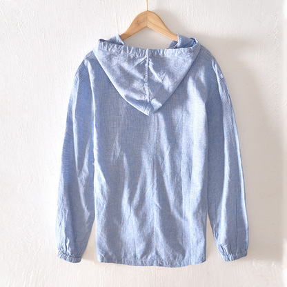 KINGS CROSS PINSTRIPE LINEN HOODIE