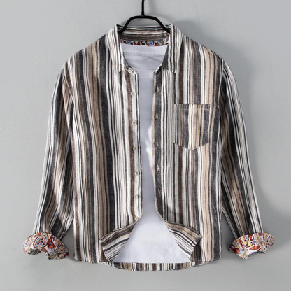 ALESSIO PINSTRIPE LINEN SHIRT