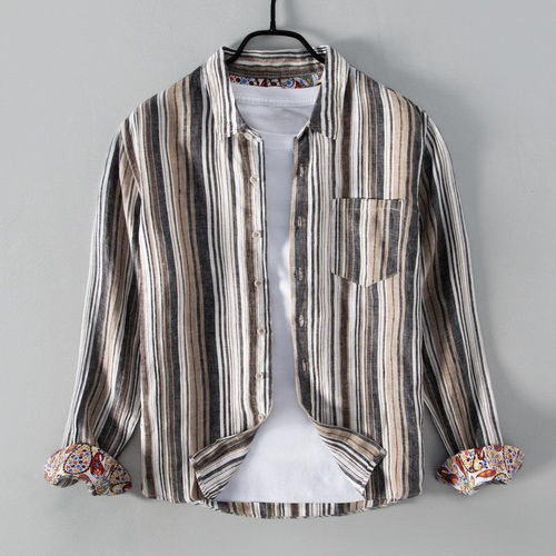 ALESSIO PINSTRIPE LINEN SHIRT