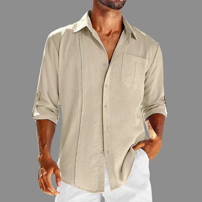 DAMIAN CASUAL-FIT LINEN CUBAN SHIRT