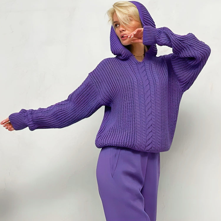 CECILLE™ COZY CABLE-KNIT HOODIE