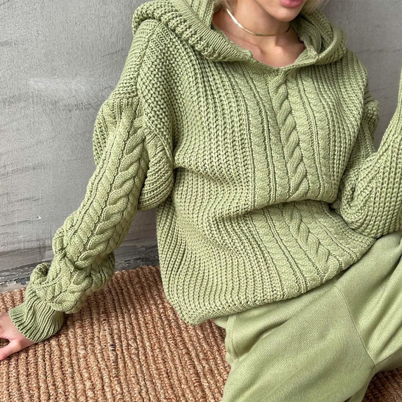 CECILLE™ COZY CABLE-KNIT HOODIE
