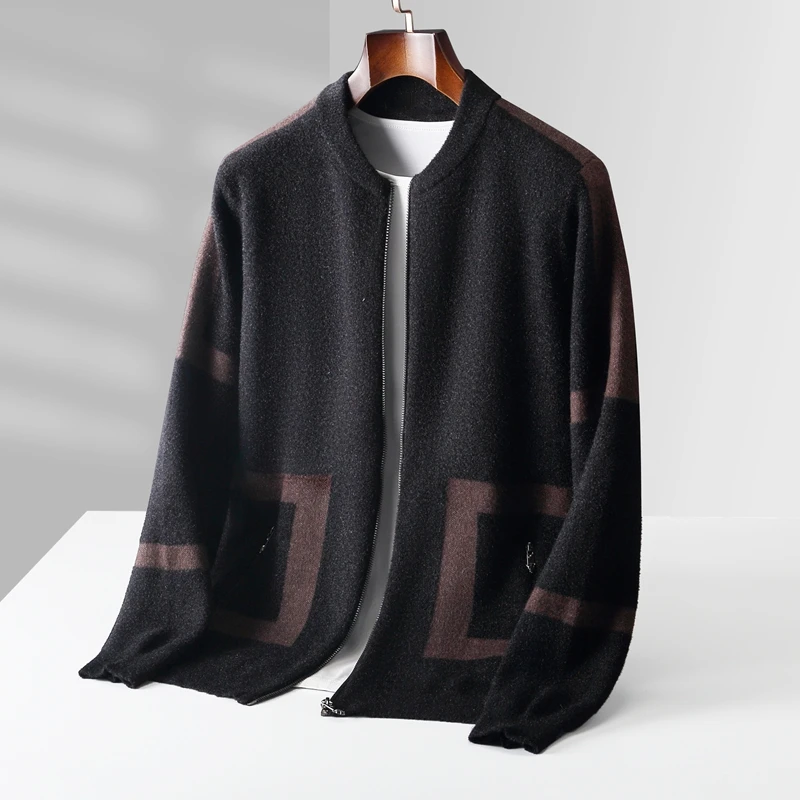 KENT DECROÎX JACQUARD VIRGIN WOOL CARDIGAN
