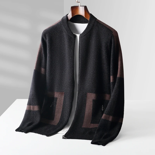 KENT DECROÎX JACQUARD VIRGIN WOOL CARDIGAN