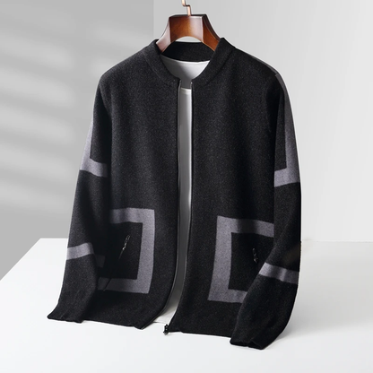 KENT DECROÎX JACQUARD VIRGIN WOOL CARDIGAN