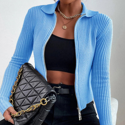 PIPER-ROSÊ ELEGANT KNITTED POLO CARDIGAN