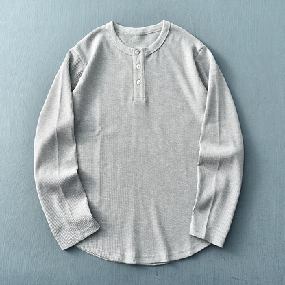 ETHAN PERUVIAN WAFFLE KNIT HENLEY (280G)
