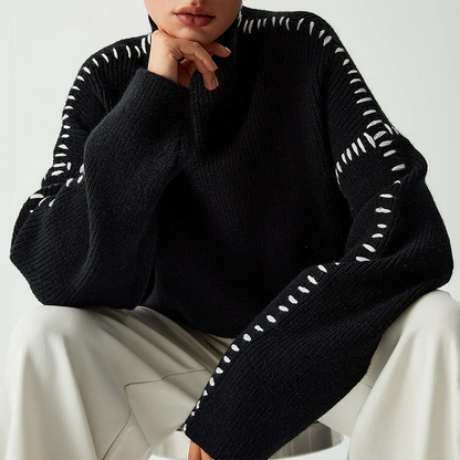 CHÉRIE PATCHWORK KNIT TURTLENECK