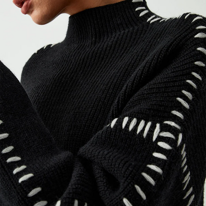 CHÉRIE PATCHWORK KNIT TURTLENECK
