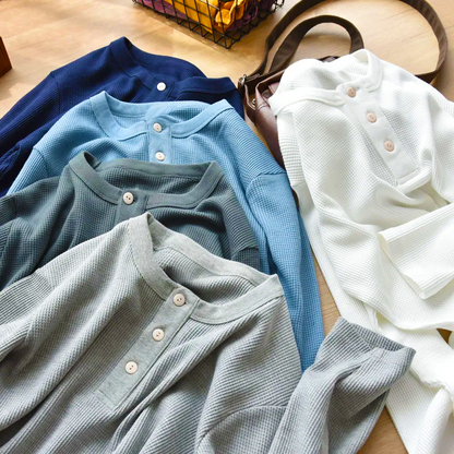 ETHAN PERUVIAN WAFFLE KNIT HENLEY (280G)