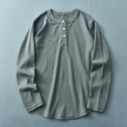 ETHAN PERUVIAN WAFFLE KNIT HENLEY (280G)
