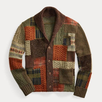 VERMILLON LEGACY PATCHWORK KNIT CARDIGAN