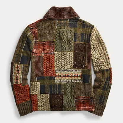 VERMILLON LEGACY PATCHWORK KNIT CARDIGAN