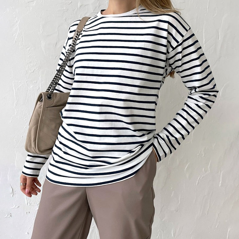 Paris Chic Long-Sleeve Striped Shirt