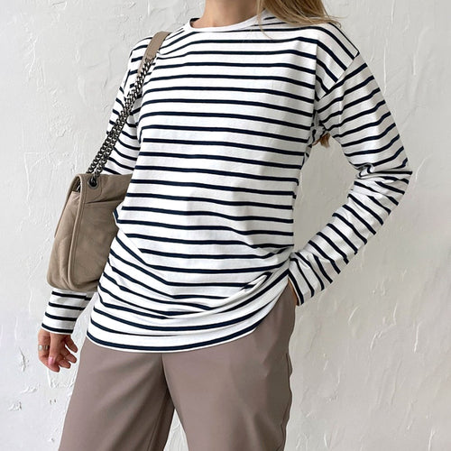 Paris Chic Long-Sleeve Striped Shirt