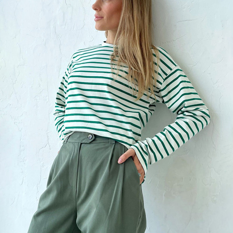 Paris Chic Long-Sleeve Striped Shirt
